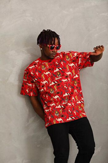 Mirage Κόκκινο Unisex Oversize T-Shirt με λαιμόκοψη