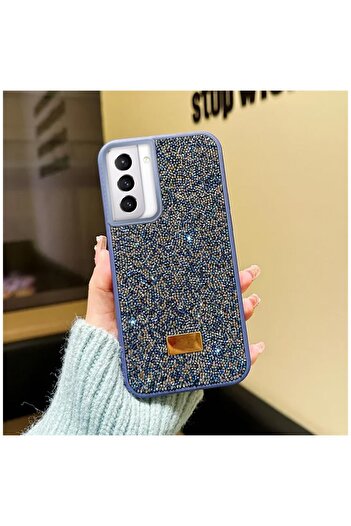 Zebana Samsung Galaxy S24 Uyumlu Kılıf Taşlı Star Glitter Silikon Kılıf Mavi