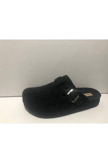 BENTO Men's Winter Felt Black House Slippers 113