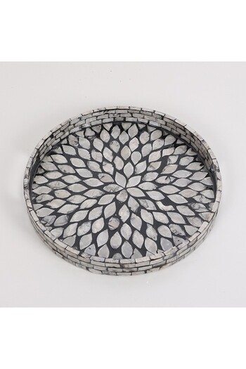Mylamp Pure Sedef 30 X3.5 Cm. Black Pearlescent Mosaic Tray