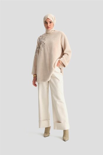 Armine Nakış Detaylı Peluş Tunik 24k4304 Aytaşı