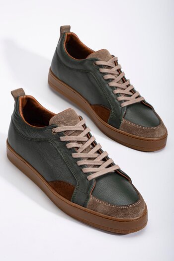 Dilimler Ayakkabı Green Men's Casual Shoes with Pool Sole and Laces