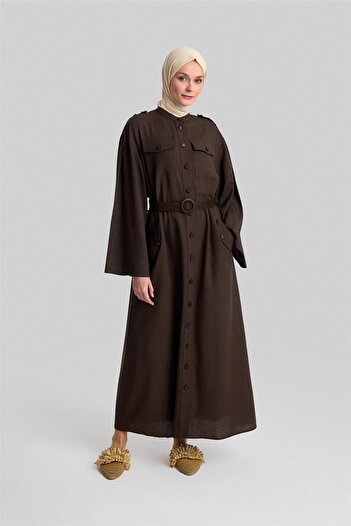 Armine Bitter Brown Straw Belt Dress - 24y9817