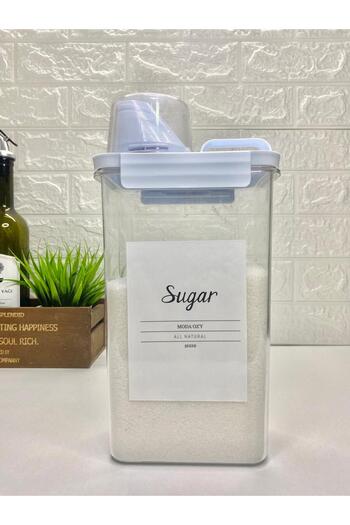 MODA OZY Vacuum Acrylic Storage Container with Measure Lid 2300ml Food Container with Label