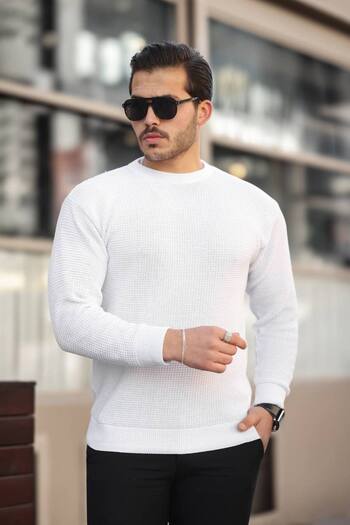 ROBERTO BORNOVA Pulover tricotat cu decolteu cu model pătrat