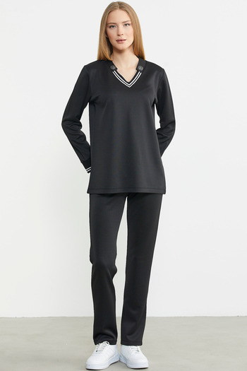 Sementa Black Scuba Collar Tracksuit Set