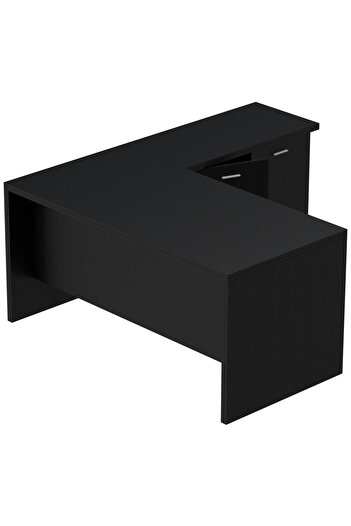 Mahmayi Zelda M225 L-Shape Executive Workstation Desk with Cabinet Ideal for Home and Office - Black