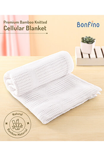 Bonfino Bonfino Ultra-Soft Bamboo Knitted Baby Blanket, Lightweight & Breathable - Chalk White