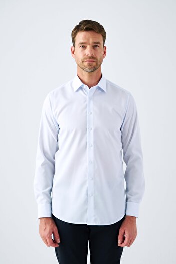 Paşahan Ütü Gerektirmeyen Non Iron %100 Pamuk Klasik Yaka İnce Çizgili Gömlek