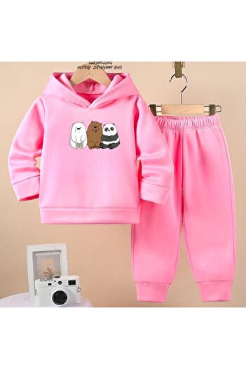 BENROMA 3 Bear Printed Unisex Oversize Kids Tracksuit Set