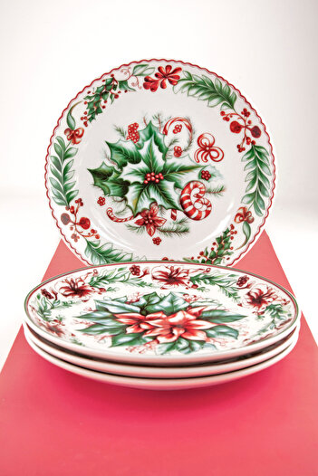 Bursa Porselen Dekor Winterberry 4 Pieces Porcelain Serving Plates
