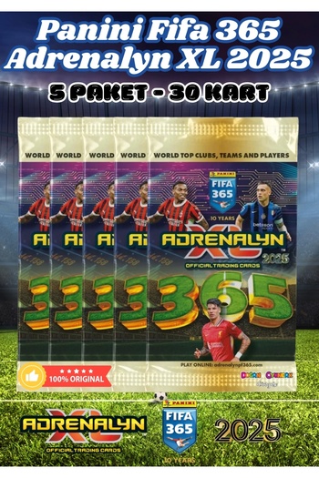 Doğan Oyuncak Dünyası Panini Fifa 365 Adrenalyn XL 2025 Player Card - 5 Pack Trading Footballer Cards