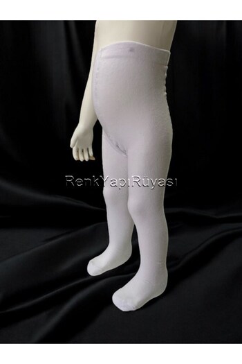 RENK YAPI RÜYASI White Cotton Quality Girls' Pantyhose Children's Pantyhose 80% Cotton