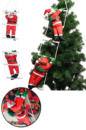 Parti dolabı Set of 2 Ladder Climbing Santa Claus Christmas Ornament Christmas Tree Decor New Year Home Door Wall Decoration