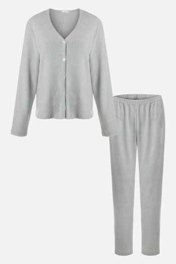 koza iç giyim Women's Soft Touch Camisole Button Detailed Pajamas Set