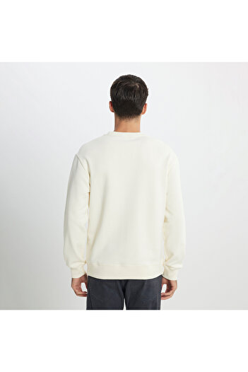 Lee Regular Fit Normal Kesim %100 Pamuk Bisiklet Yaka Ekru Sweatshirt