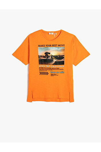 Koton T-shirt z krótkim rękawem i okrągłym dekoltem, z nadrukiem, bawełniany