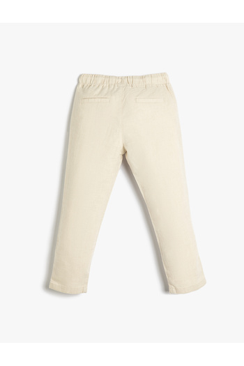 Koton Linen Trousers Tie Waist Pocket Comfortable Cut