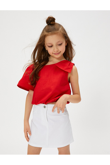 Koton Blouse One Shoulder Bow Detailed Cotton