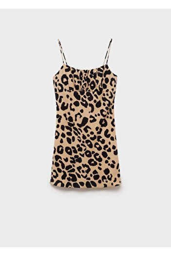 MANGO Woman Kısa leopar desenli elbise