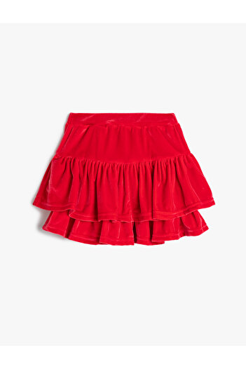 Koton Layered Frilly Velvet Skirt