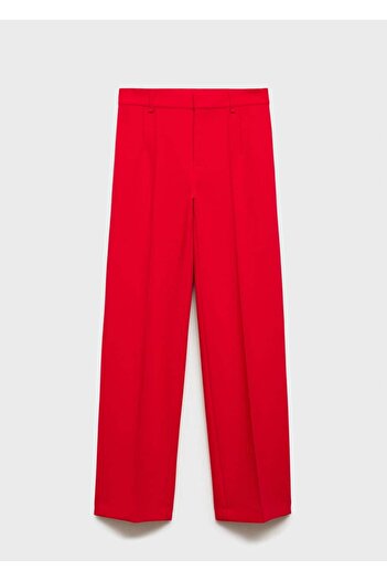 MANGO Woman Dekoratif dikişli düz kesim pantolon