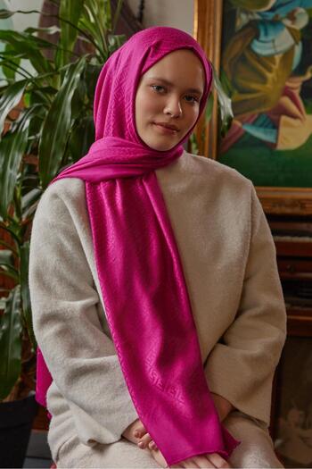 Şalland Fuchsia Wool Cashmere Shawl