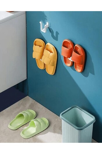 miatamer 1 Piece U-Shaped Wall Mounted Self-Adhesive Slipper and Shoe Rack