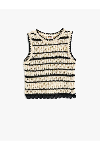 Koton Crop Knit Sweater Round Neck Sleeveless