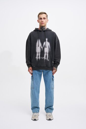 Machinist Ανδρικό φούτερ με δωρεάν Sprit Washed Oversize Μαύρο φούτερ