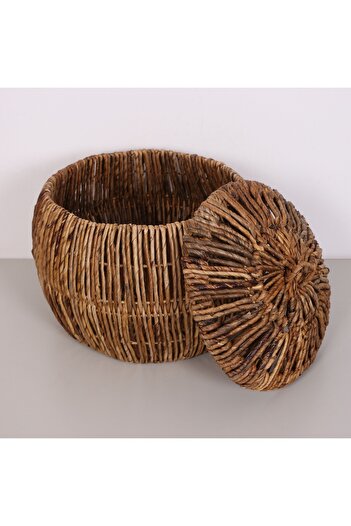 Mylamp Babi̇l Natural Abaca with Lid 45X34 cm Basket