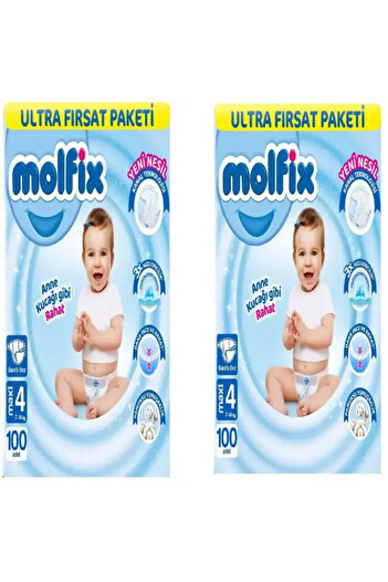 Molfix Molfi̇x Number 4 100 Ultra Opportunity Package Baby Diaper (2Pack)