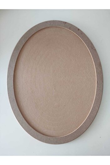 SERAP İSKENDER PAİNTİNG Beige Oval Carved Mdf Board 45X55 Cm, 10 mm Thickness, Stylish and Natural Decoration Product