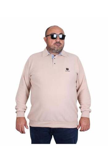 Starbattal Ανδρικό φούτερ Polo μεγάλου μεγέθους - Moc Grande 24410 BEIGE