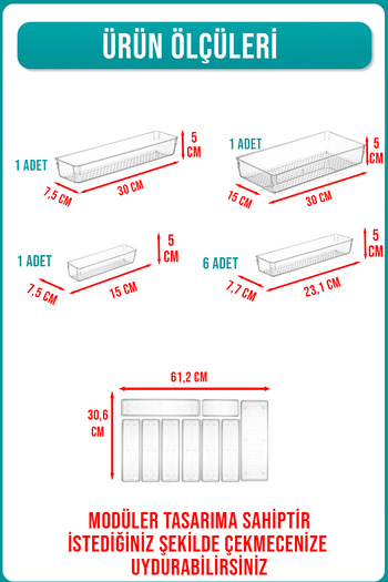 FİTHOME 9-Piece Modular Spoon and Scoop Organizer Organizer Can Be Used in Two Drawers