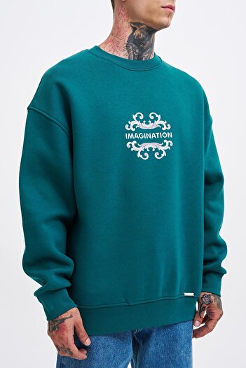 Machinist Ανδρικό φούτερ με στάμπα Renaissance Oversize Petrol Green
