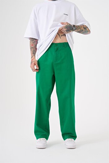 Machinist Men's Gabardine Elastic Oversize Green Trousers