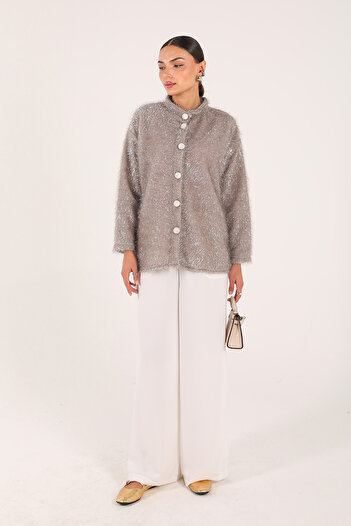 Melike Tatar Mink Buttoned Cardigan 32-3413