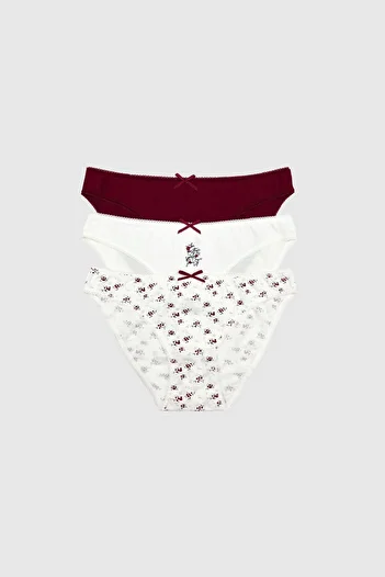 Pierre Cardin Rosalıe 2700 Cotton 3-Piece Printed and Patterned Economic Panties Pack