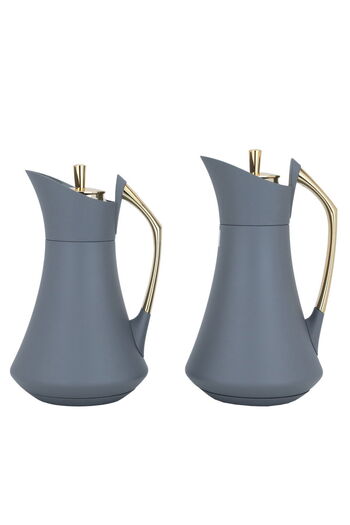 Alsaif Gallery Karma Pro Thermos Set, Dark Gray And Gold, 2 Pieces