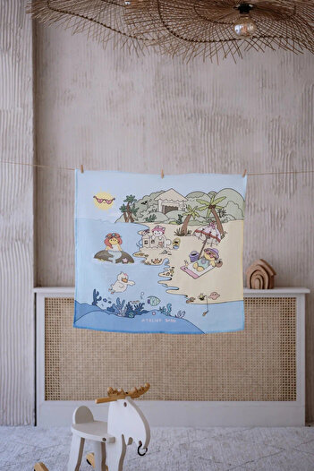 Atelier Babbi Double Layer Muslin Baby Blanket - Beach / Girl 100X100 cm