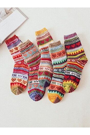 Sky Socks Σετ 3 χειμερινές χοντρές πλεκτές κάλτσες με μικτό σχέδιο