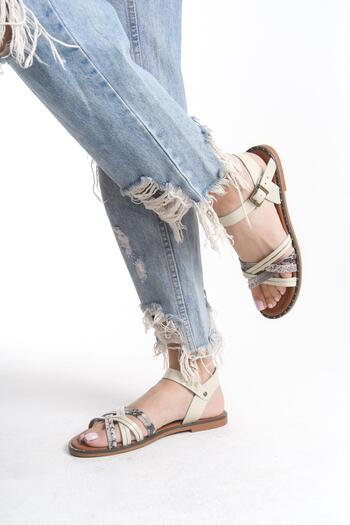 CZ London Genuine Leather Women's Sandals with Belt Lacing Open Heel