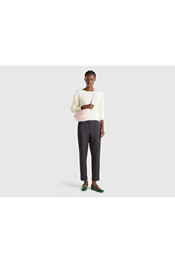 United Colors of Benetton Women's Black Viscous Blended All Patterned Elastic Waist Pants