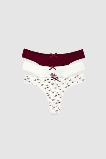 Pierre Cardin 3-Piece Economic Pack Feel 2702 Cotton Basic Print and Patterned String Panties
