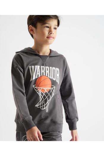Primo Gino 100% Cotton French Terry Knit Hooded Sweatshirt & Jogger Pant/Co-ord Set Basket Ball-Grey