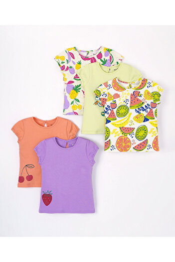 Bonfino Bonfino 5 Pack Interlock Fabric T-Shirts - Multicolor