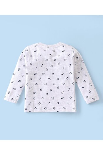 Babyhug Babyhug Cotton Knit Full Sleeves Musical Nodes Printed T-Shirt - Grey Melange