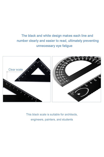 BGA 4 Pcs Geometry Miter Angle Finder Ruler Set Angle Gauge, Triangle Ruler Set