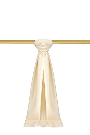 Bursa İpek Cream Monogram Pattern Jacquard Silk Shawl